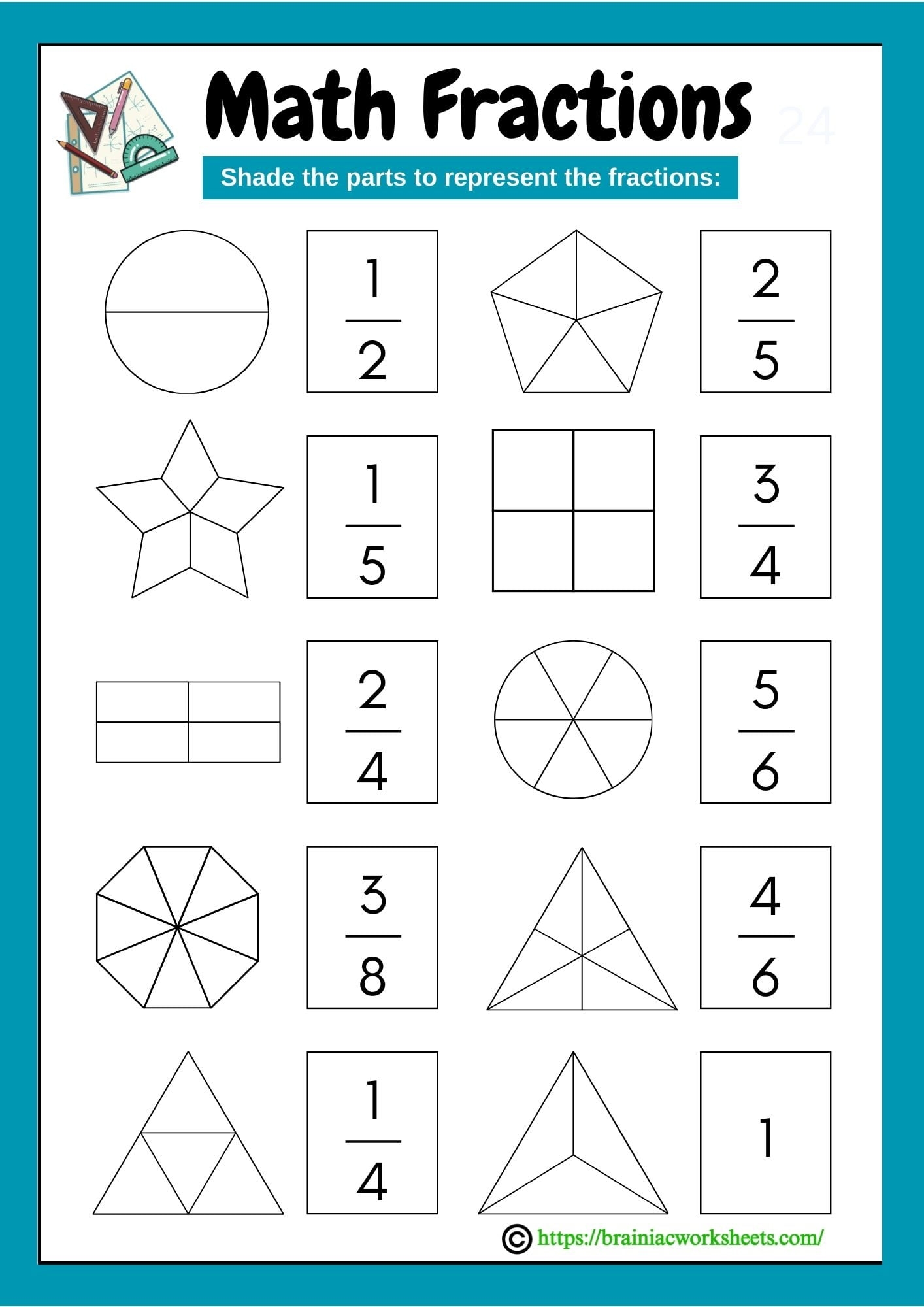 Grade 3 Maths Fractions Worksheet Brainiac Worksheets