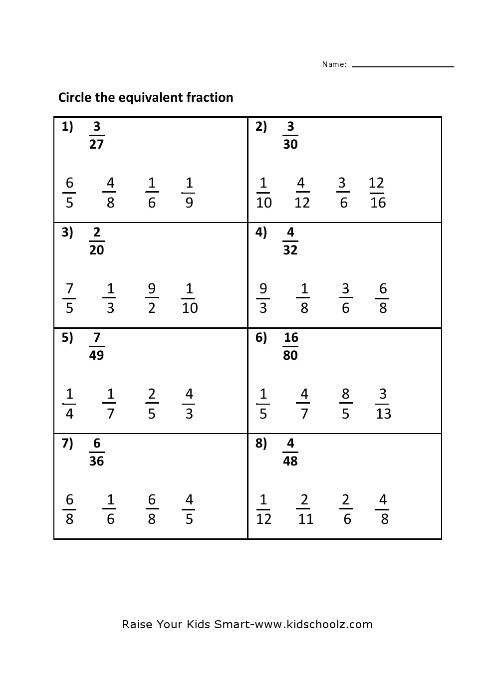 Grade 4 Equivalent Fraction Worksheet 2 Kidschoolz Grade 4 Equivalent Fraction Worksheet 2 Kidschoolz