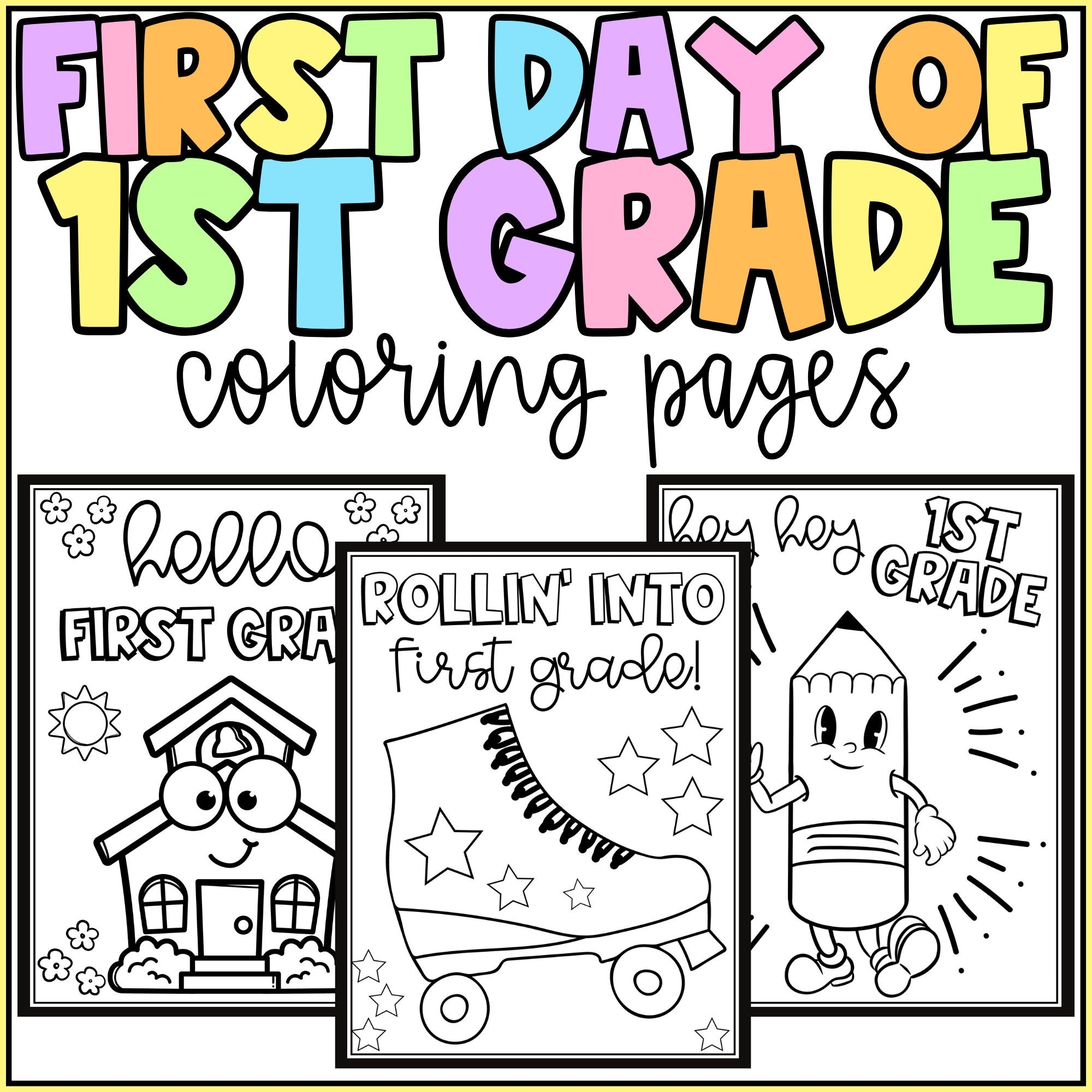 Hello First Grade Coloring Pages First Day Of 1st Grade Activity Low Prep Etsy