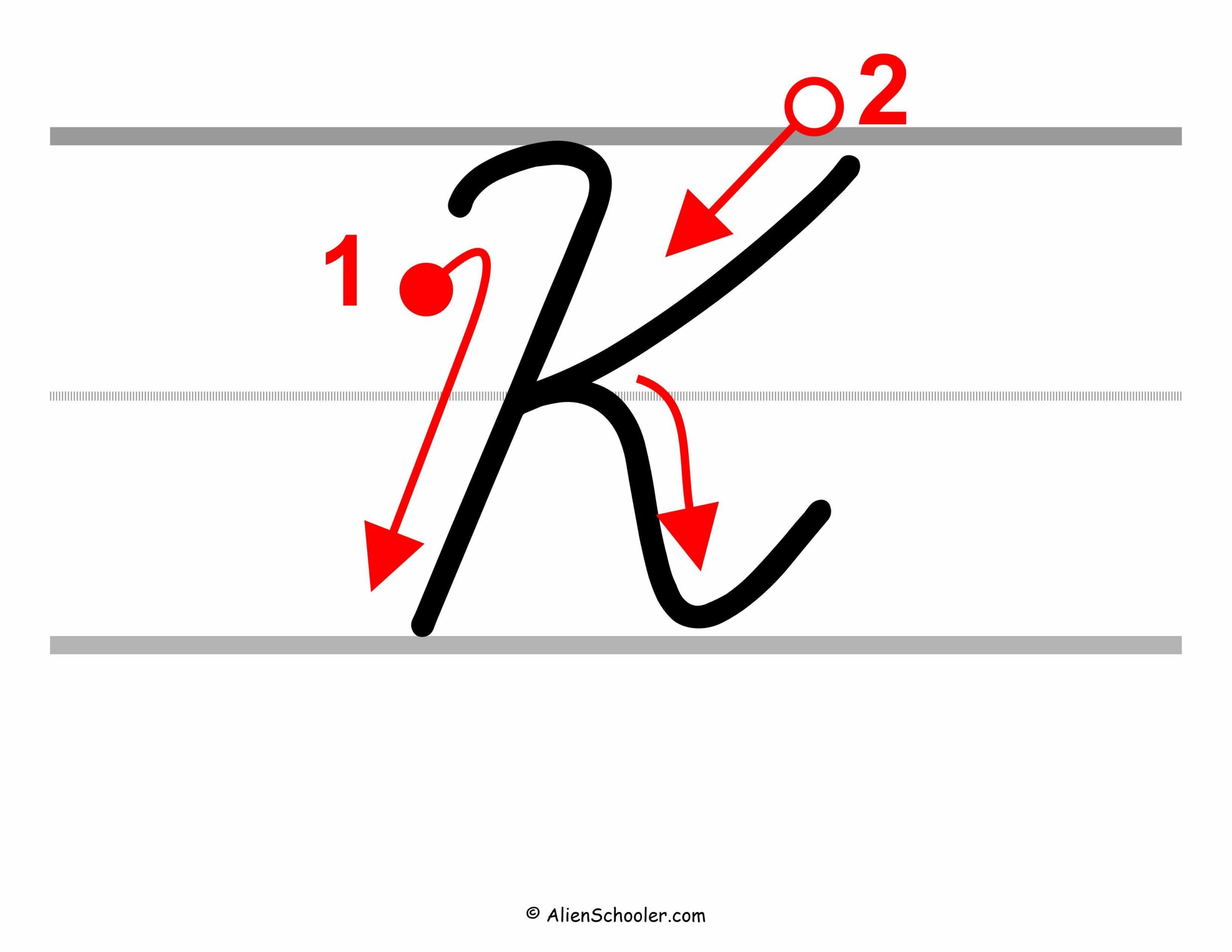 How To Write A Capital K In Cursive with Arrows Alien Schooler