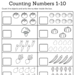 Kindergarten Math Counting Objects Worksheets 1 10 Black And White Made By Teachers