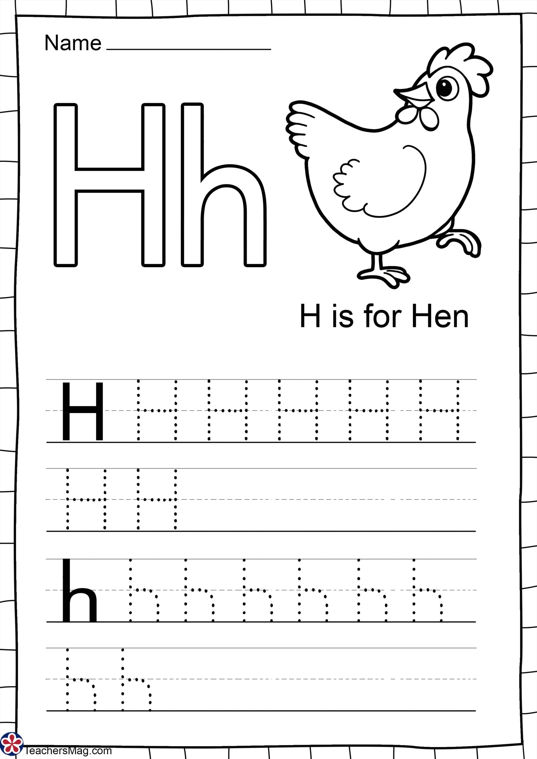 letter h worksheets for preschool