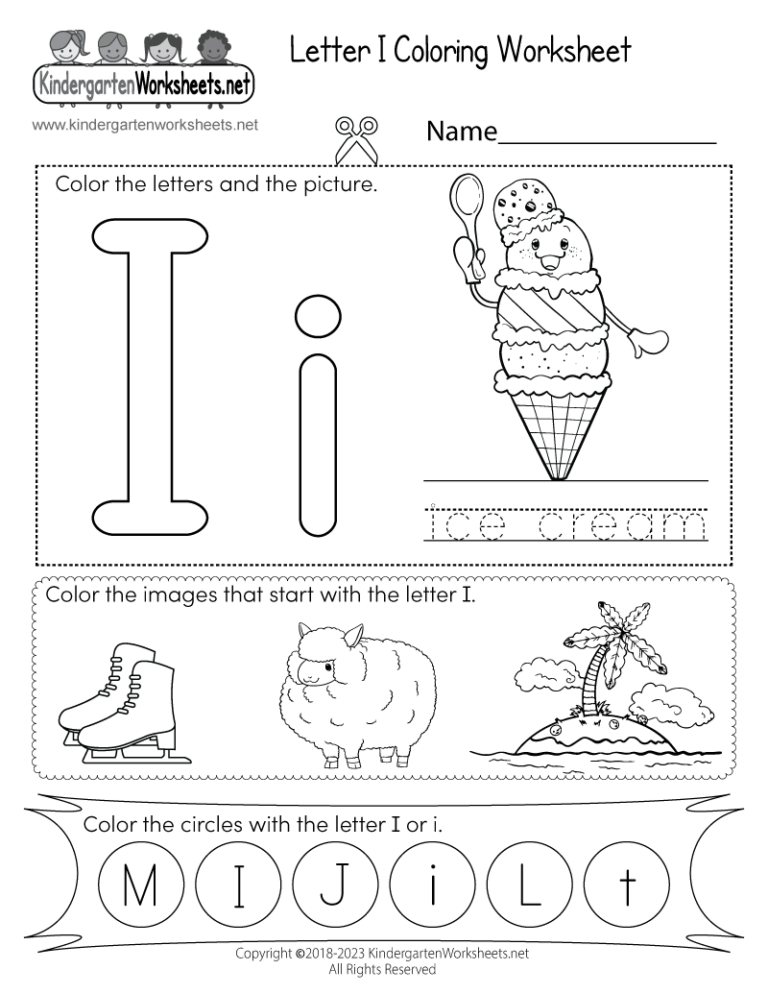 Letter I Coloring Worksheet Free Printable Digital PDF