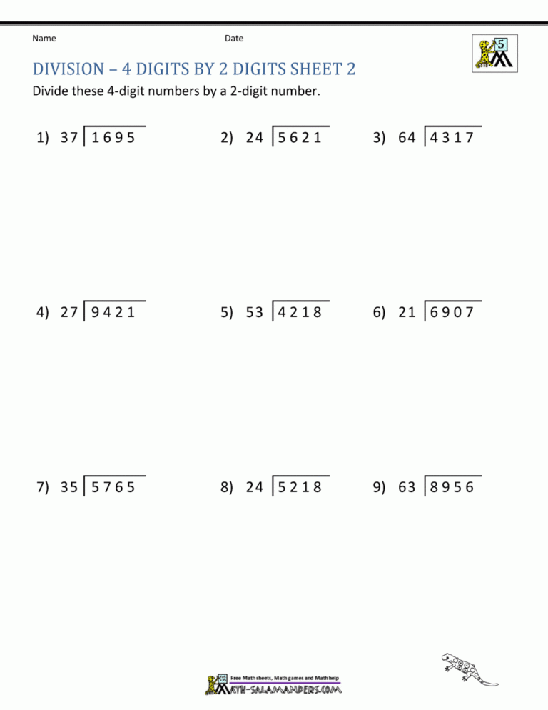 Long Division Worksheets For 5th Grade