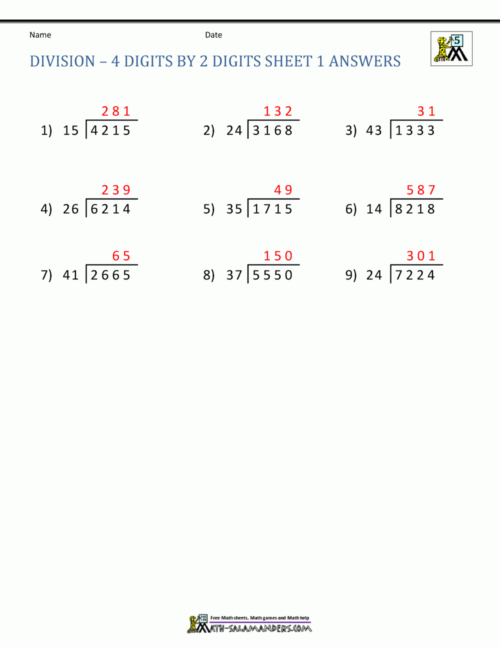 Long Division Worksheets For 5th Grade Worksheets Library