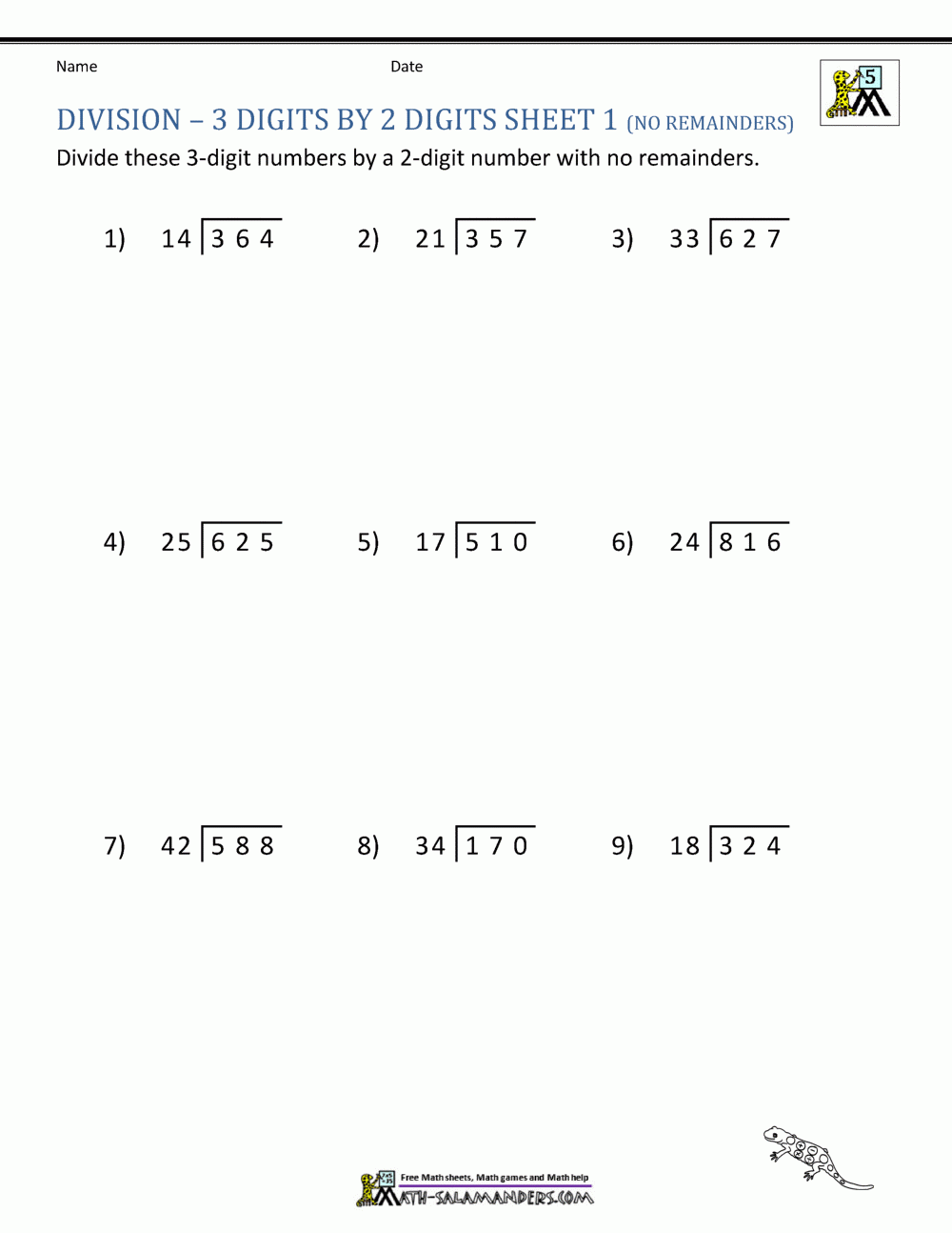 Long Division Worksheets For 5th Grade