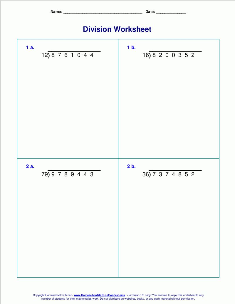 division worksheets grade 6