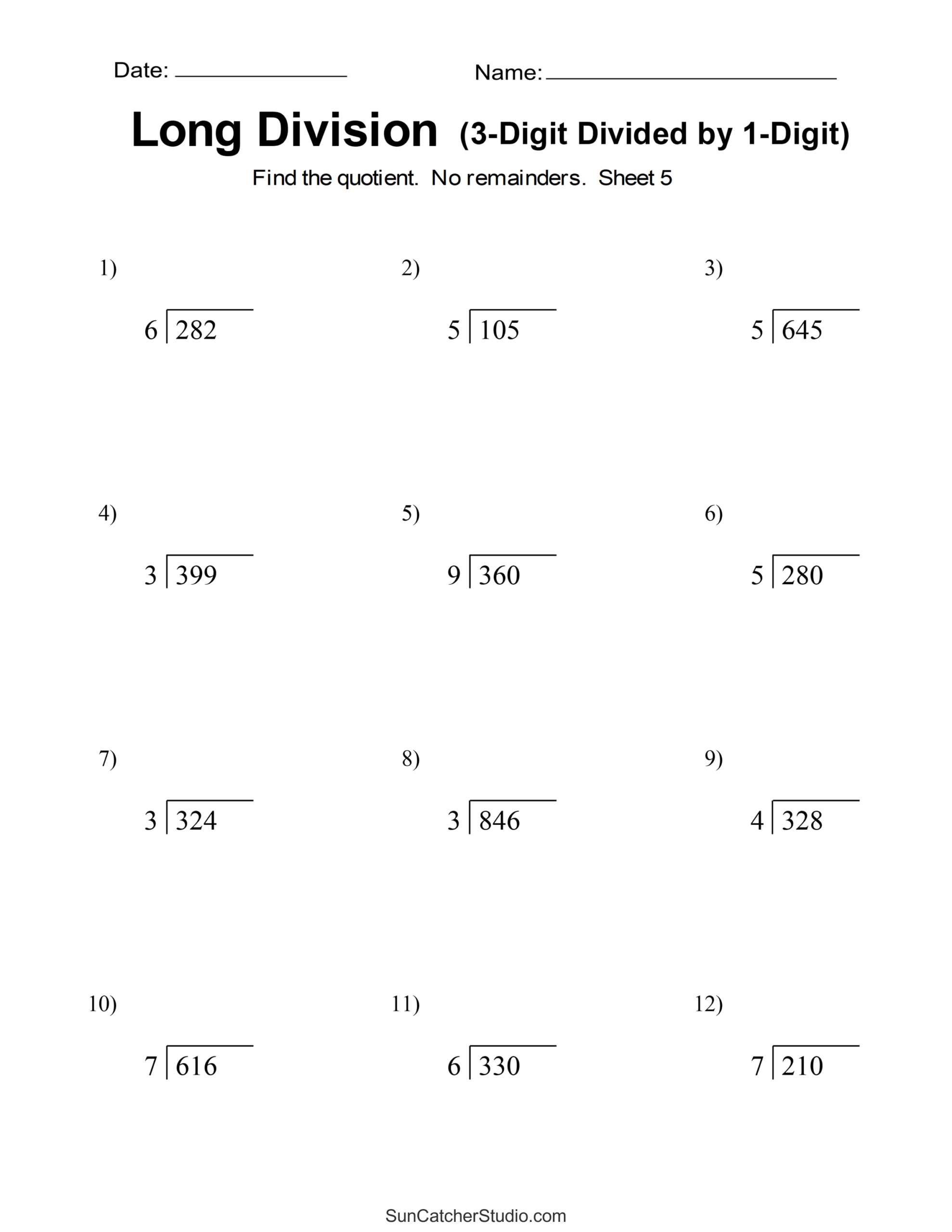 Long Division Worksheets Problems Printable Math Drills Free Printables Lettering SVG Files Tools Apps