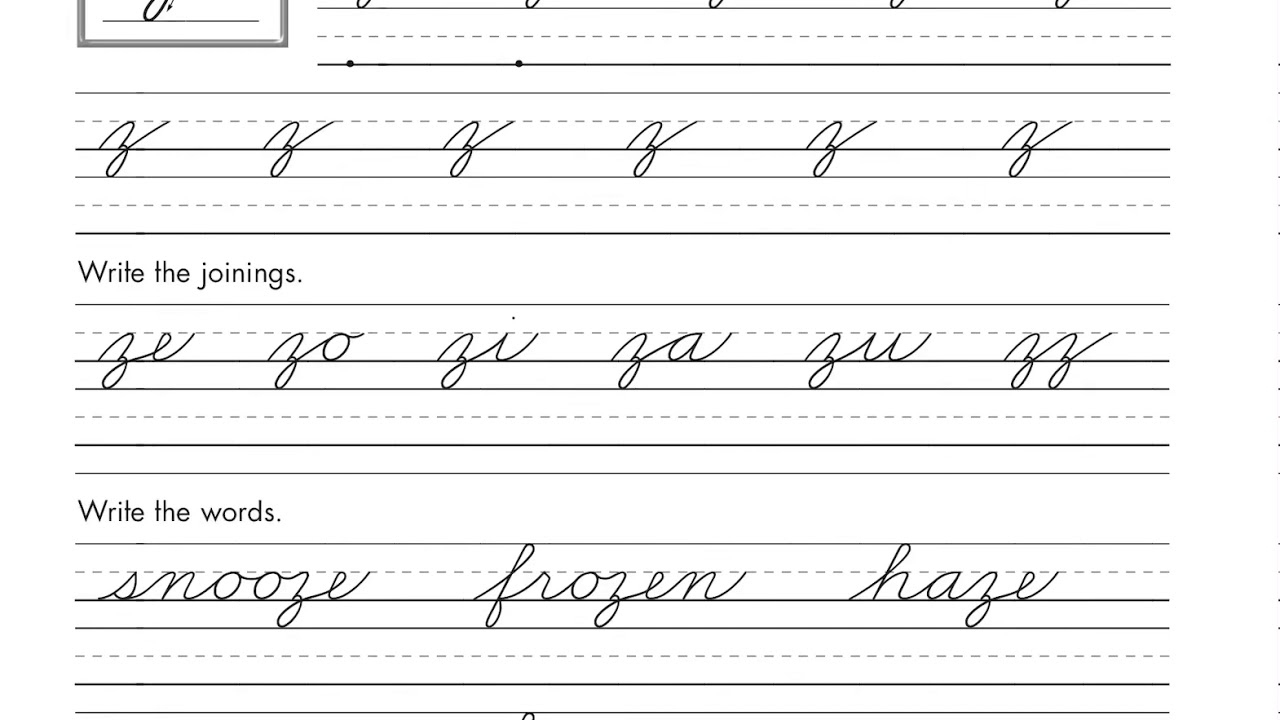 Lowercase Cursive Z Beginning Cursive 27 YouTube