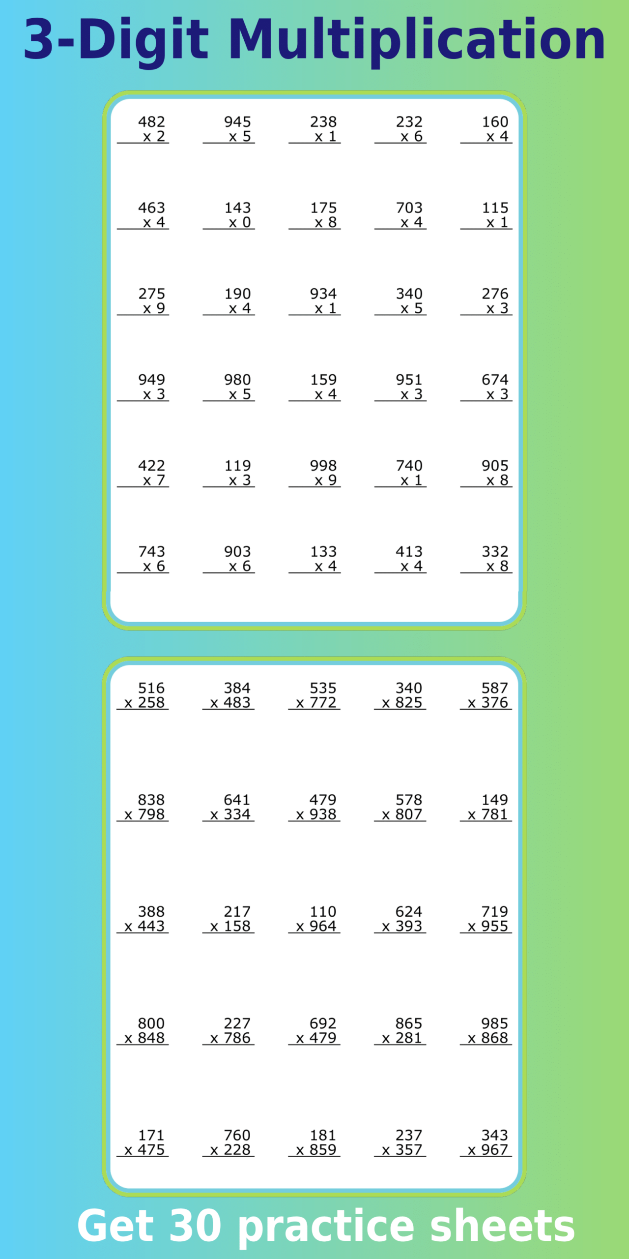 3 digit by 3 digit multiplication