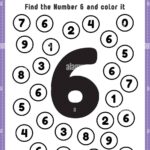 Maths Worksheet For Nursery Number 6 Coloring Maths Activities For Preschool And Kindergarten Kids To Learn Basic Mathematics Skills In A Printable P Stock Vector Image Art Alamy