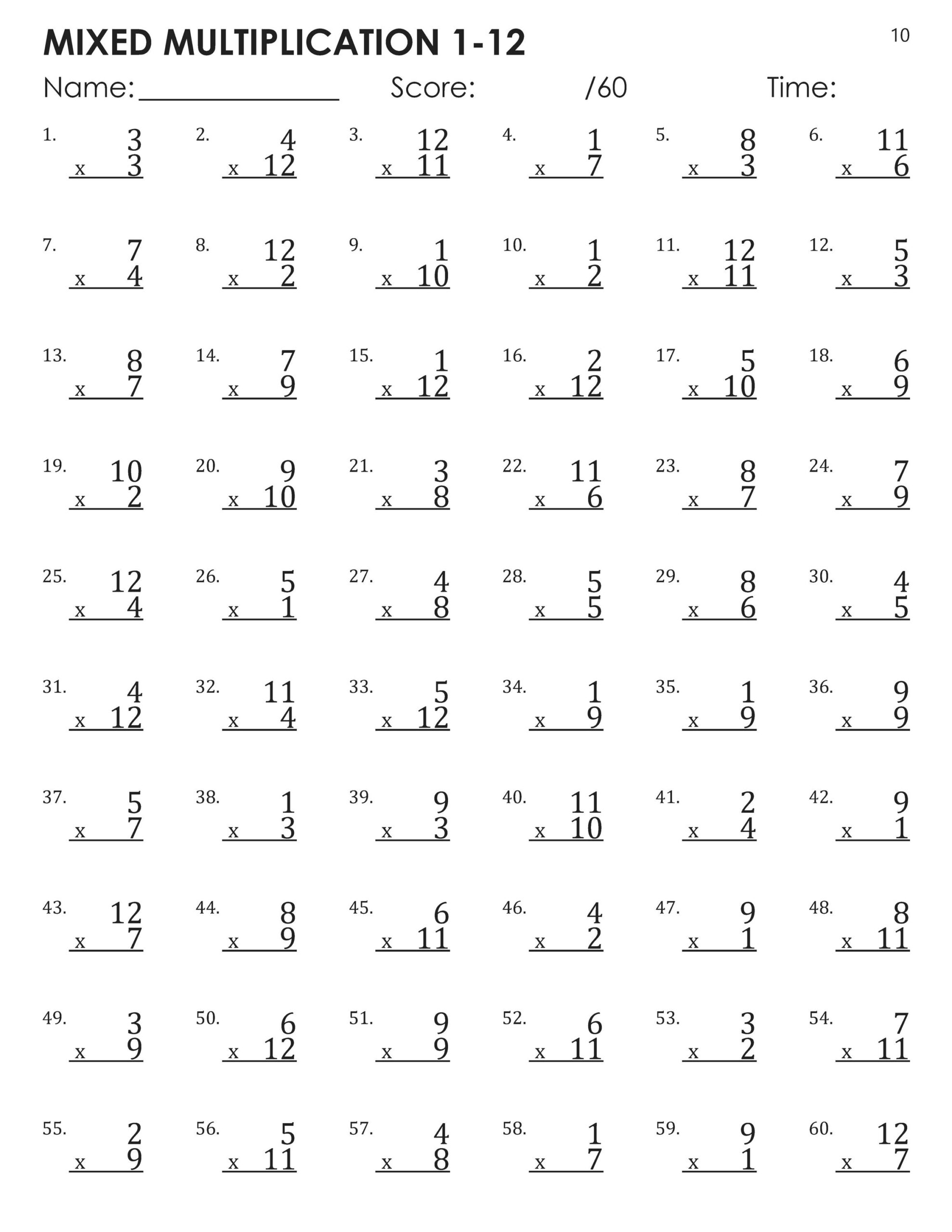 Mixed Multiplication Facts 1 12 Timed Tests Worksheets Etsy Mixed Multiplication Facts 1 12 Timed Tests Worksheets Etsy