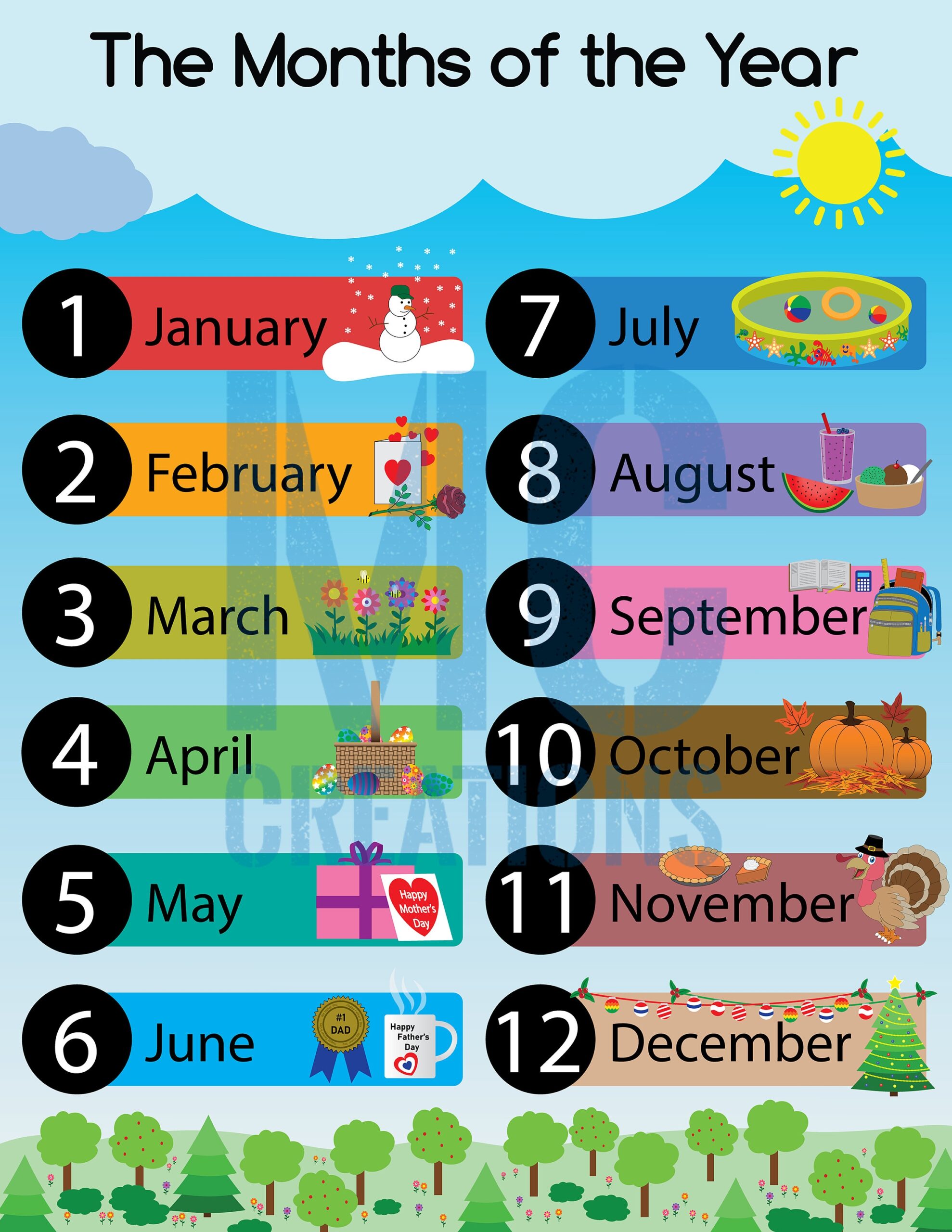 Months Of The Year Educational Printable Etsy Israel