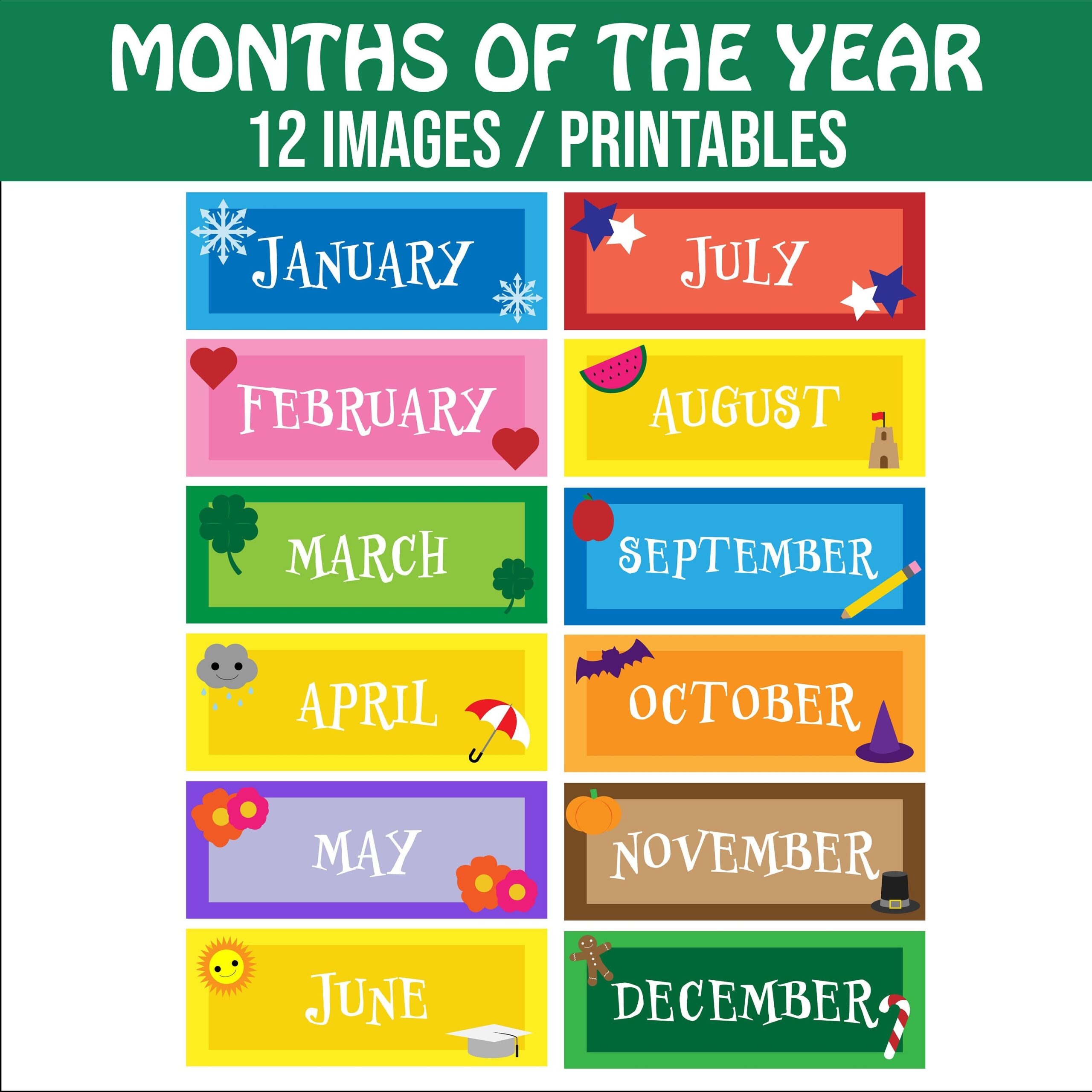 Months Of The Year Printable 12 Images Printables For Classroom Calendar Classroom Powerpoint Teacher Resource Etsy