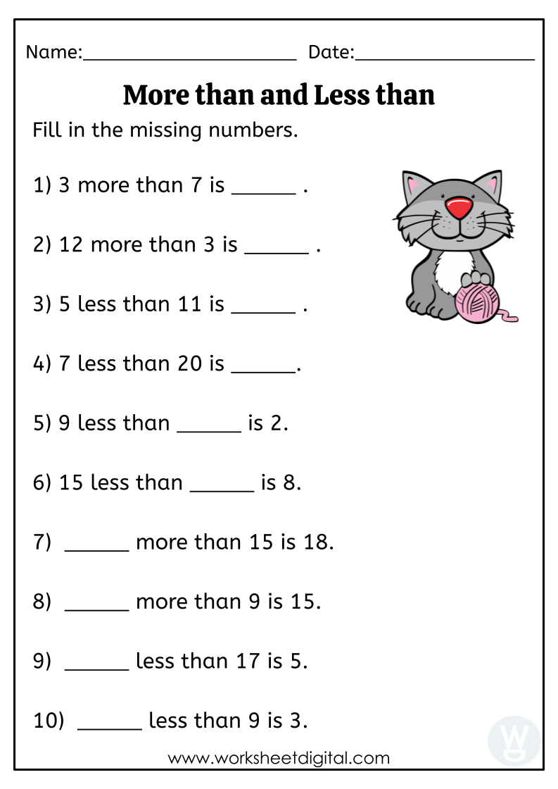 More Than And Less Than Worksheet Digital Worksheets Library
