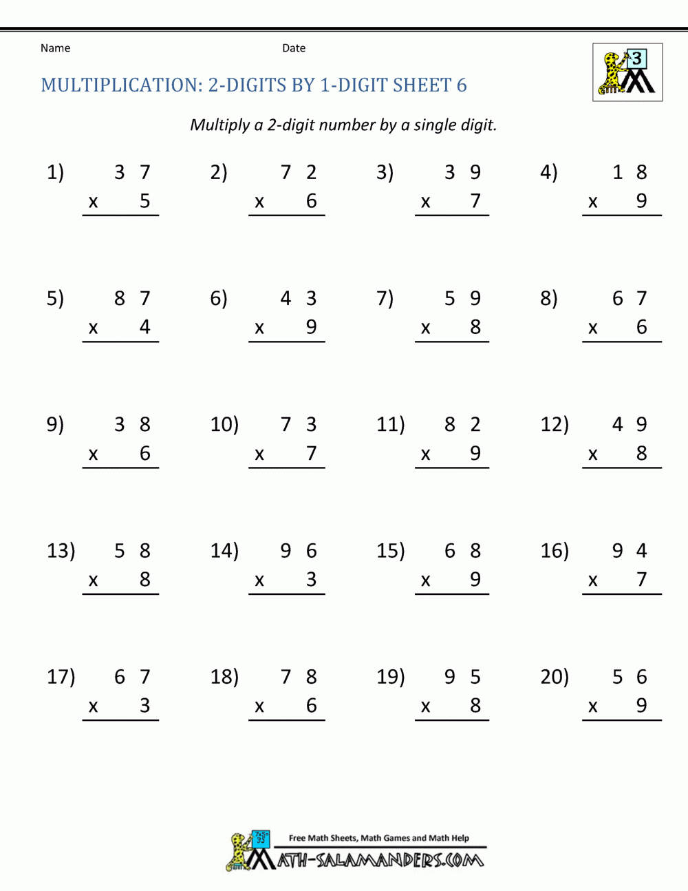 Multiplication Worksheets For 3rd Grade Multiplication Worksheets For 3rd Grade