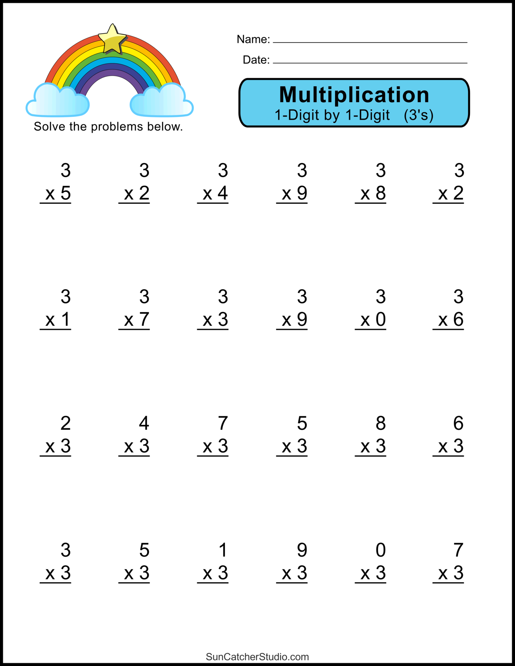 multiplication worksheets for third graders