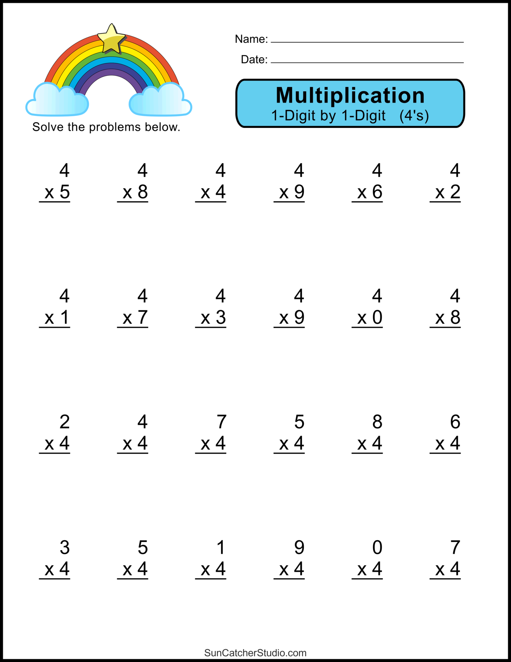 Multiplication Worksheets One Digit Math Drills Free Printables Lettering SVG Files Tools Apps