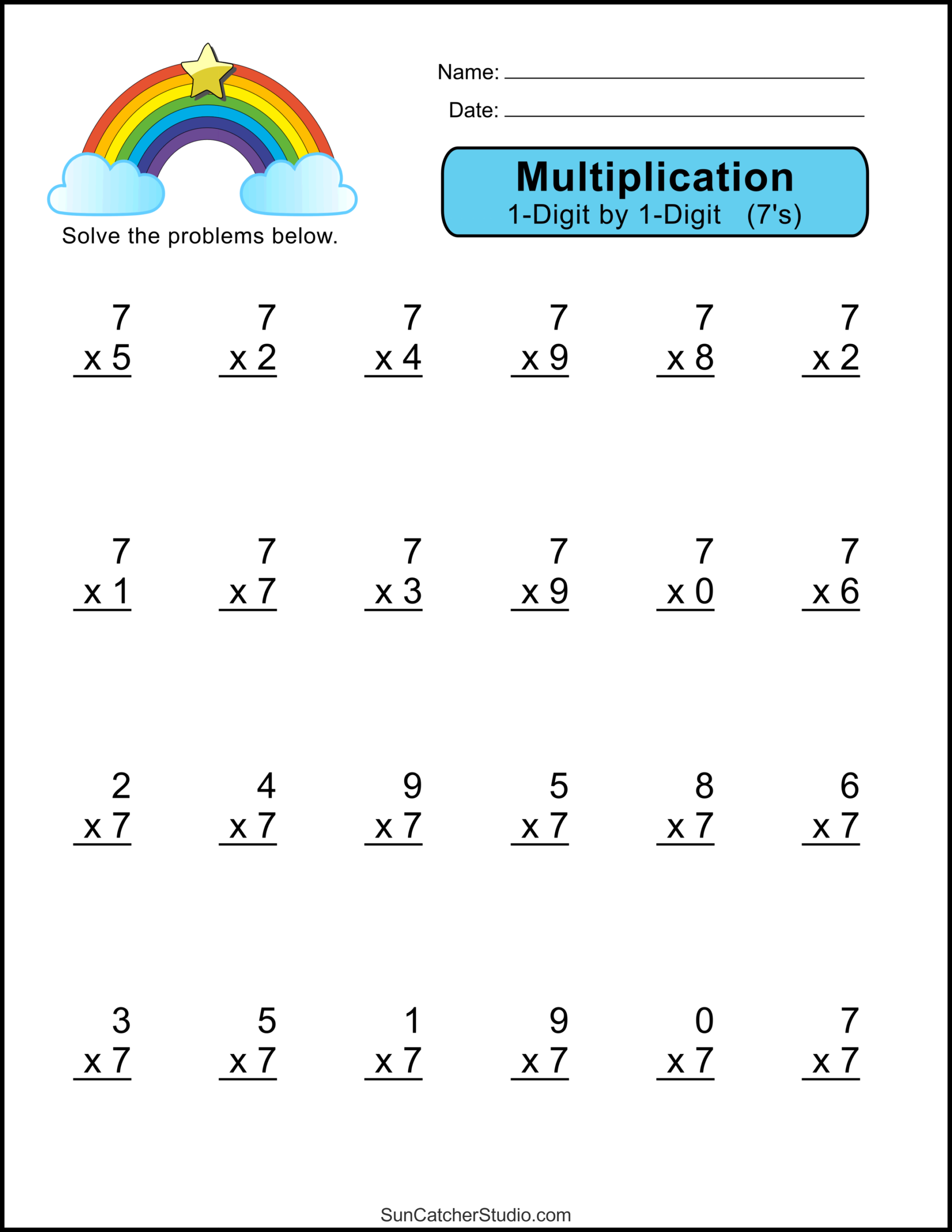 free multiplication facts worksheets
