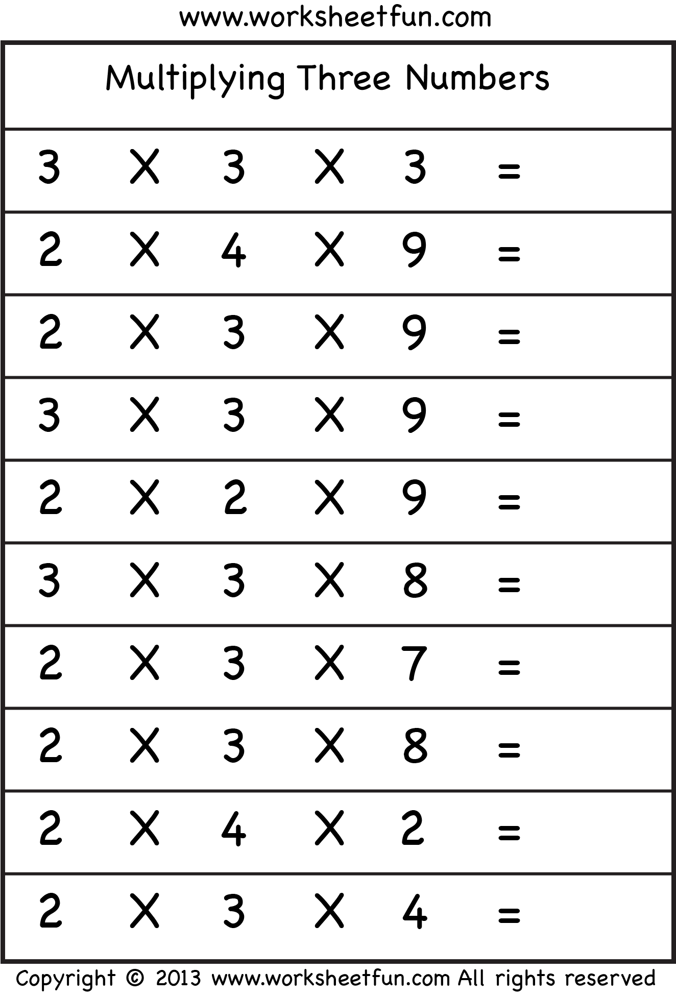 Multiplying 3 Numbers Three Worksheets FREE Printable Worksheets Library Multiplying 3 Numbers Three Worksheets FREE Printable Worksheets Library