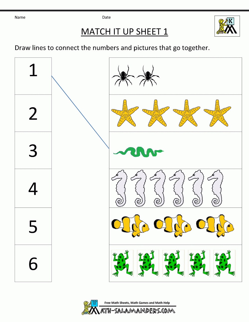 math worksheet for kindergarten