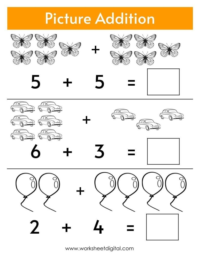 addition worksheets for kindergarten