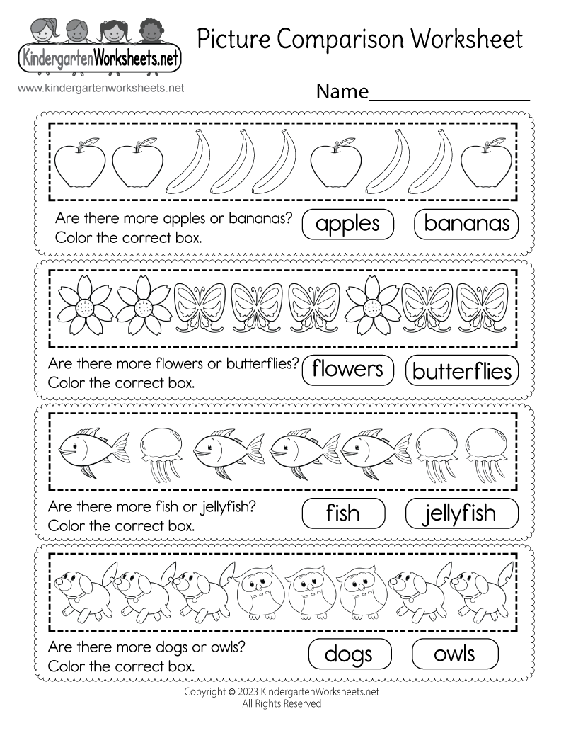 comparing sets kindergarten worksheets free