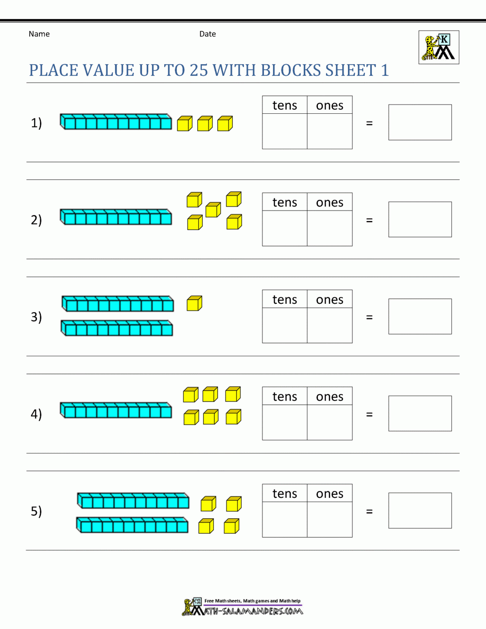 Place Value Worksheets For Kindergarten