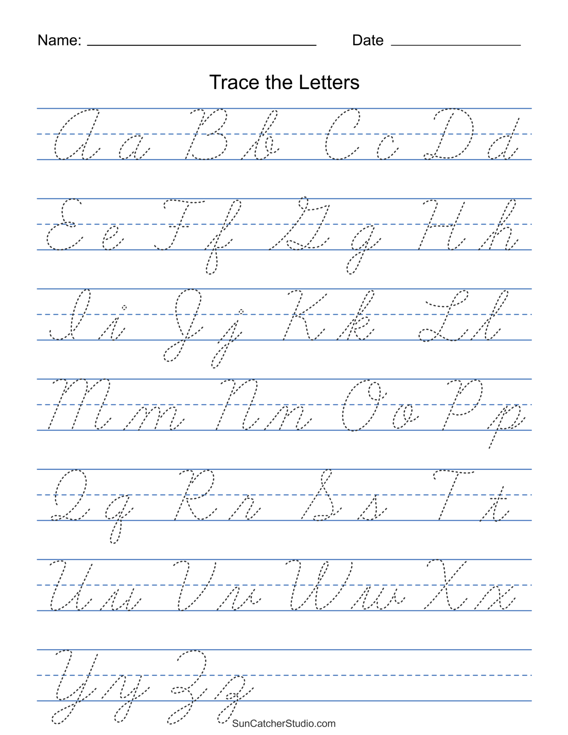 Printable Cursive Handwriting Worksheets Practice Letters DIY Worksheets Library