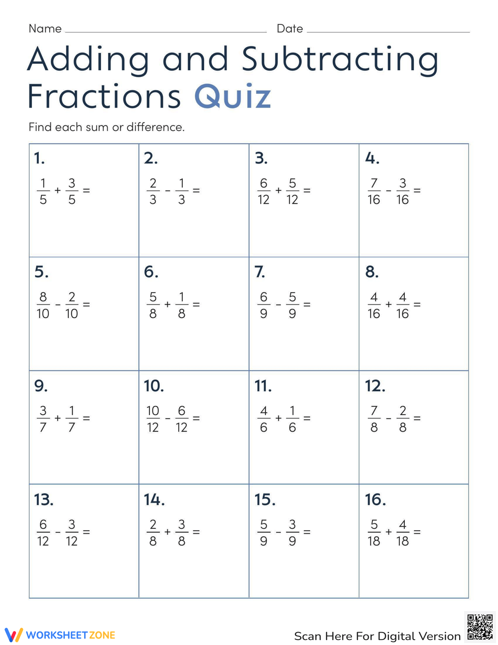 fraction addition subtraction worksheet fraction addition subtraction worksheet