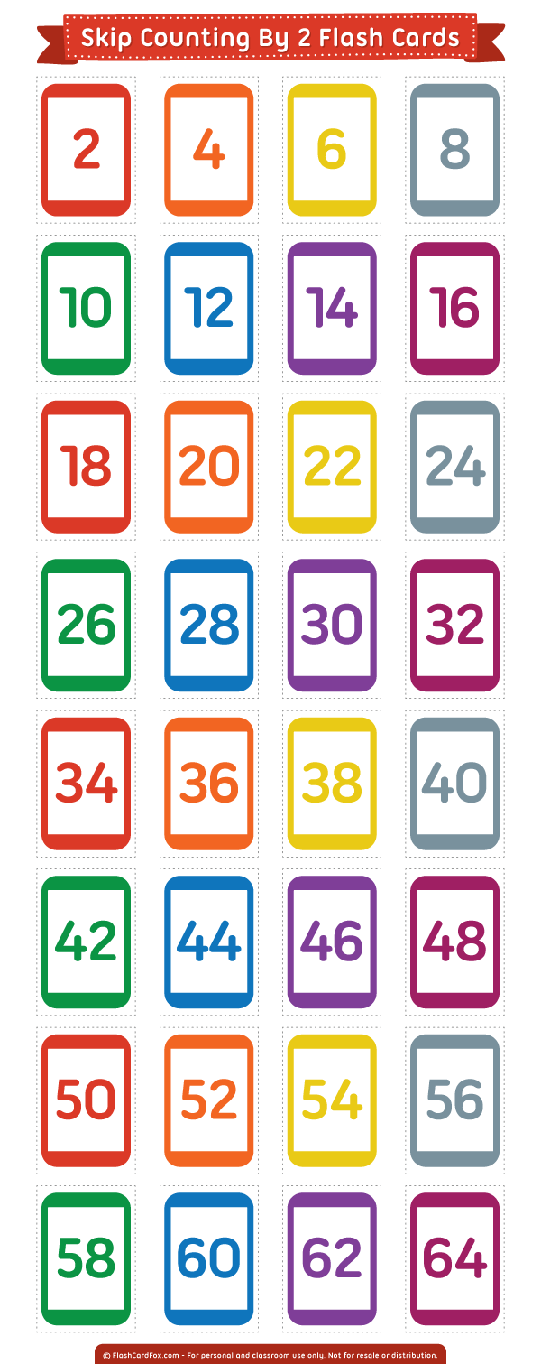 Printable Skip Counting By 2 Flash Cards