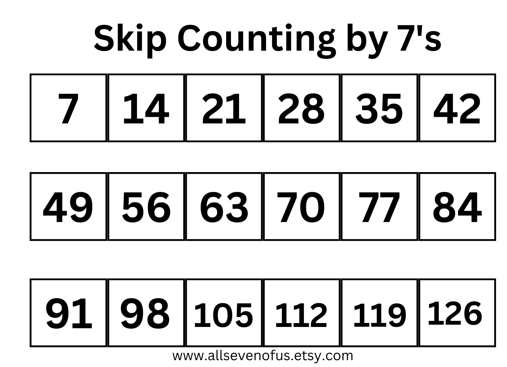 Skip Counting By 7 s Etsy