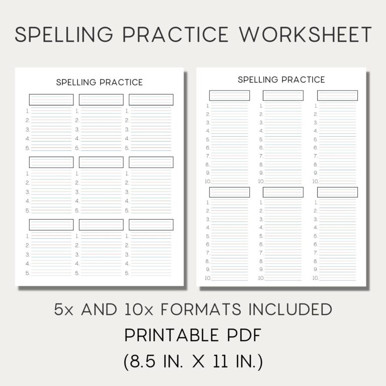 Spelling Handwriting Practice Sheet With Guidelines printable PDF Etsy