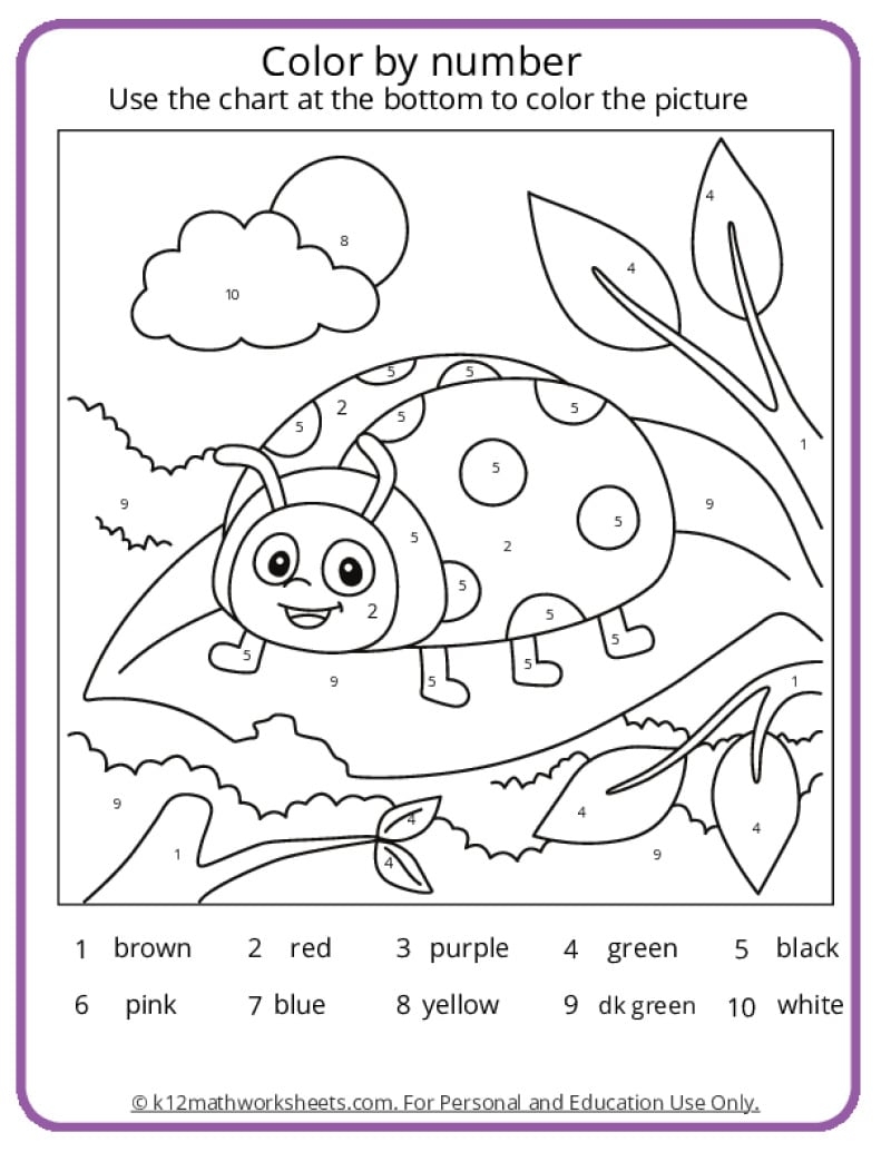 color by number kindergarten