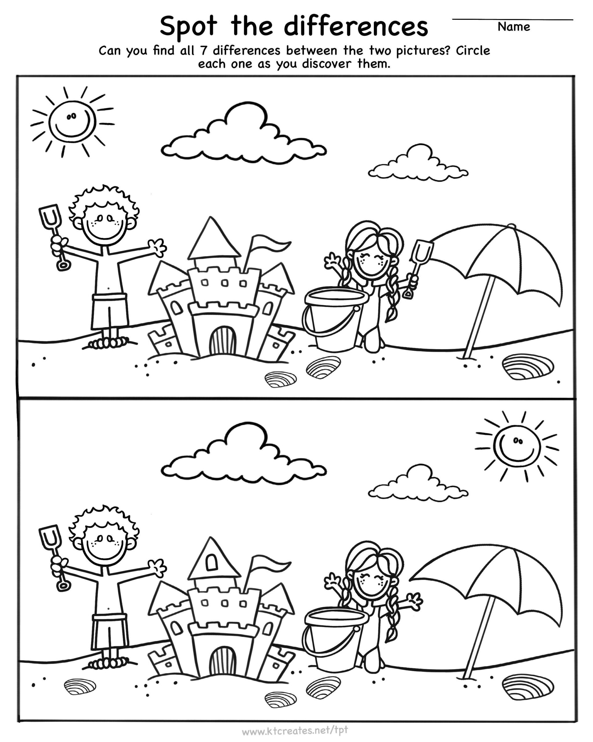 Summer Spot The Differences Activity Etsy