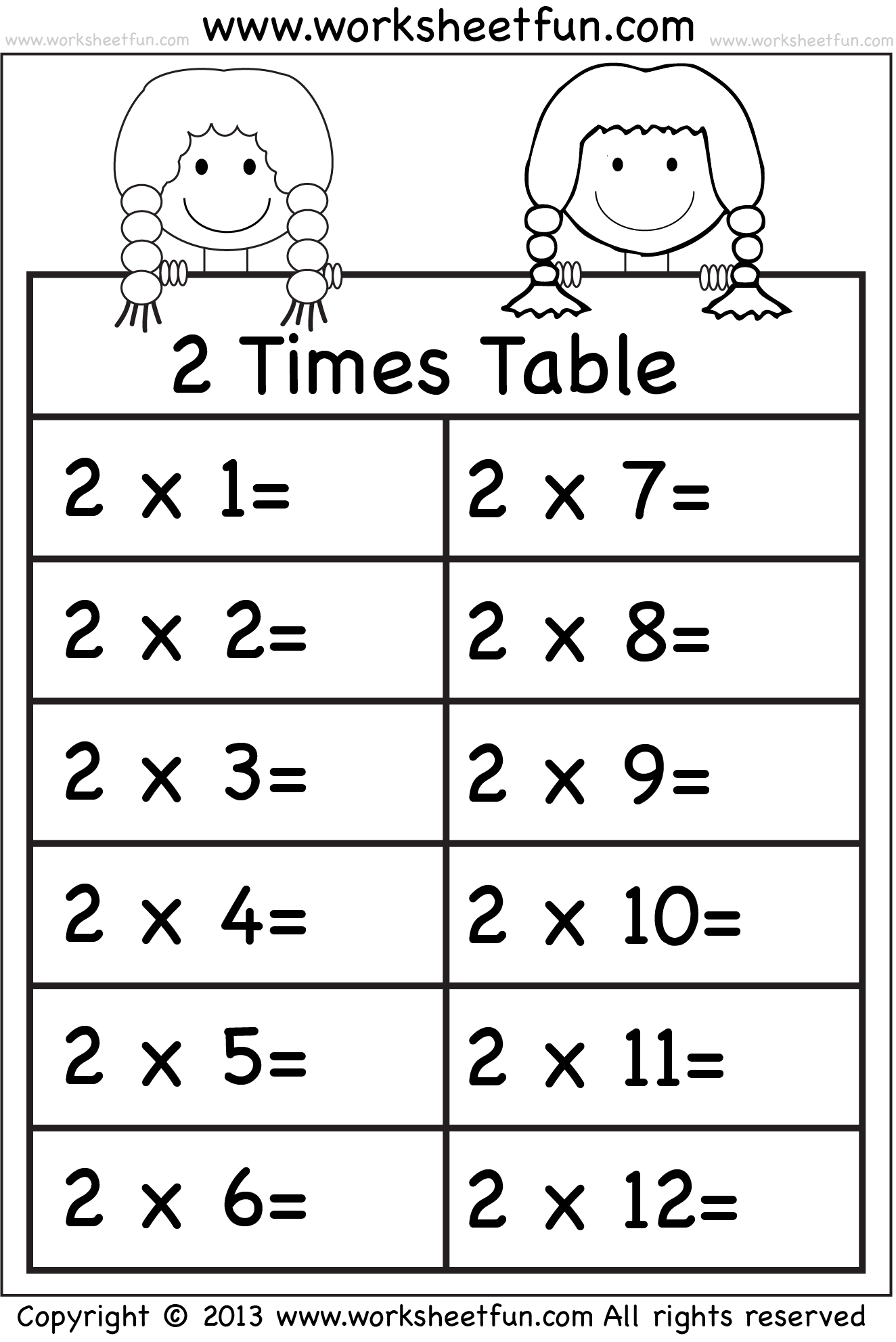 multiply by 2 worksheet
