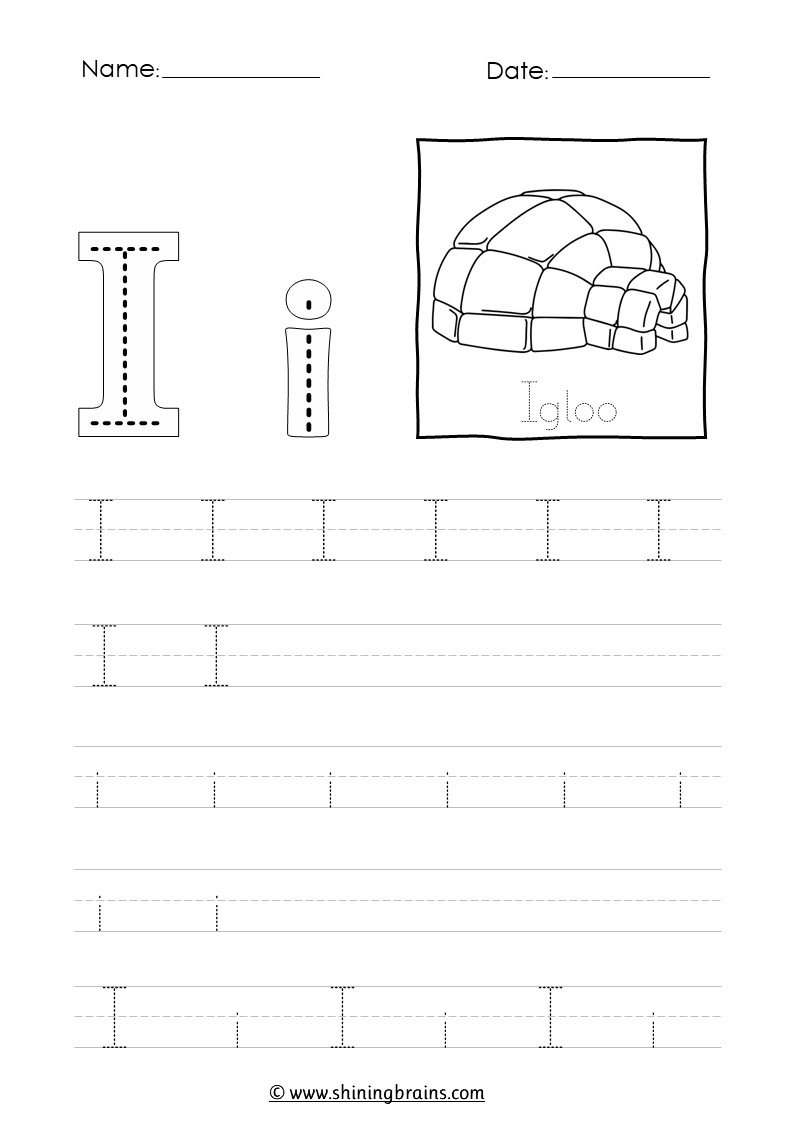 letter i tracing worksheets