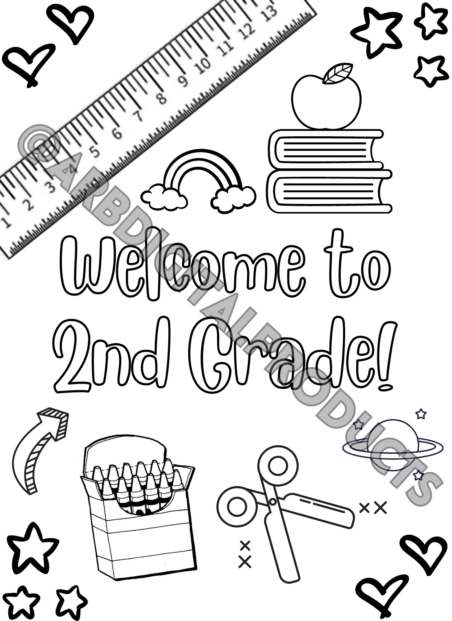 Welcome To 2nd Grade Printable Coloring Sheet First Day Of School Worksheet Coloring Page Etsy