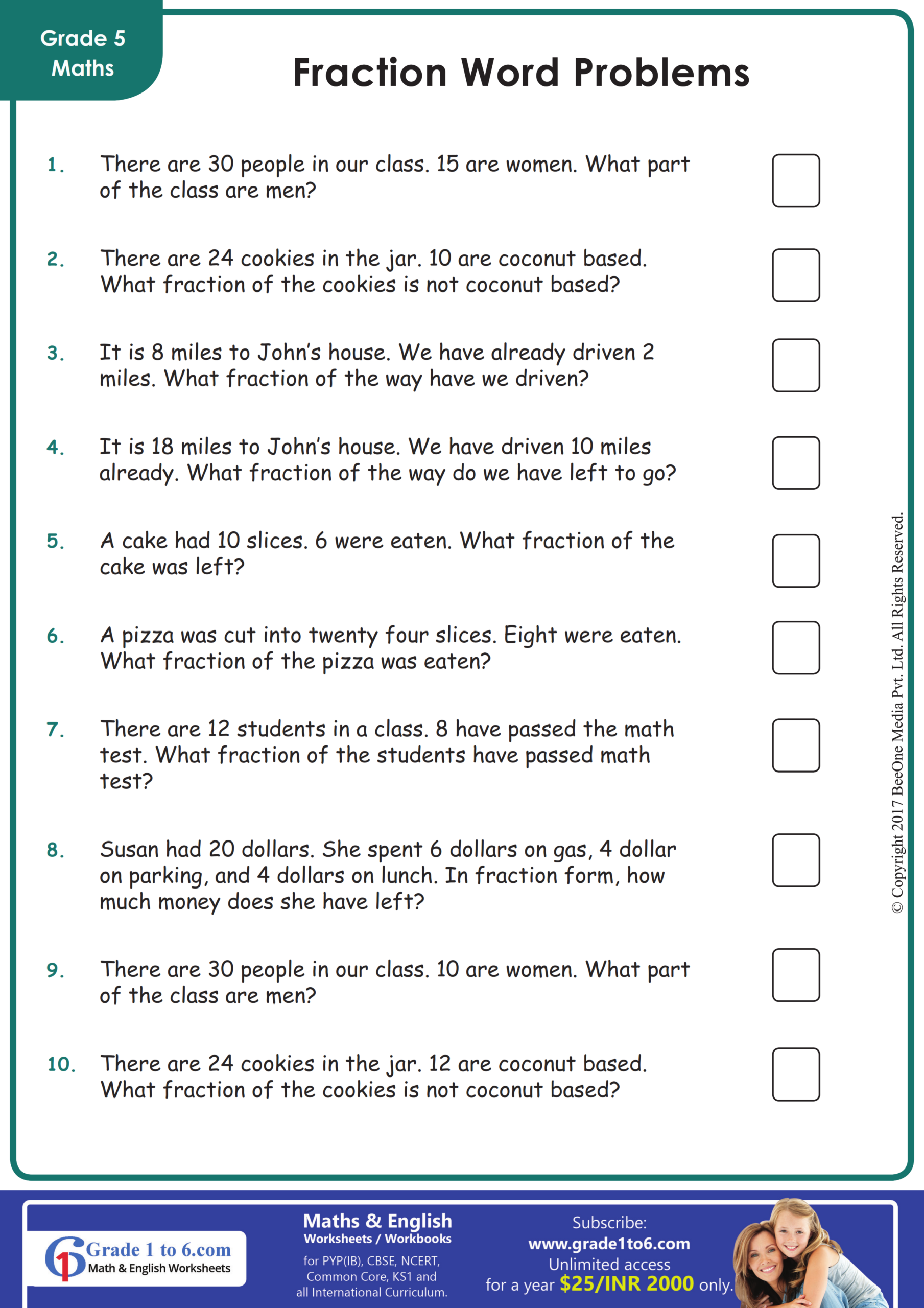 Word Problems In Fractions For Grade 5 Grade1to6 Worksheets Library Word Problems In Fractions For Grade 5 Grade1to6 Worksheets Library