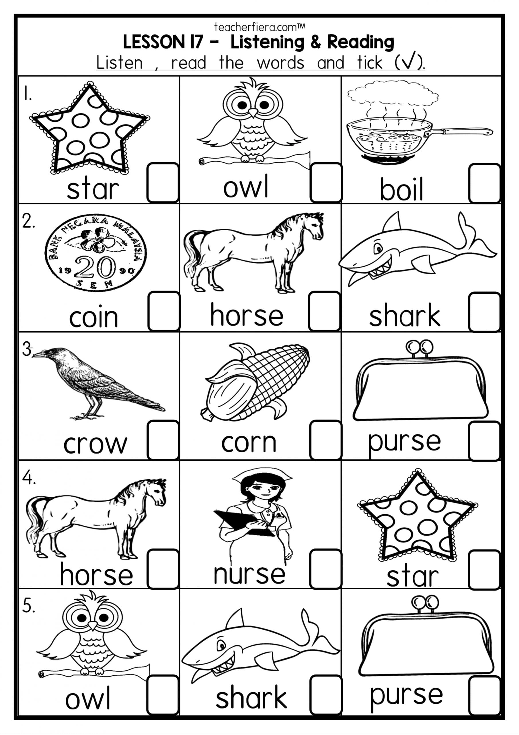 printable phonics words for 5 year old