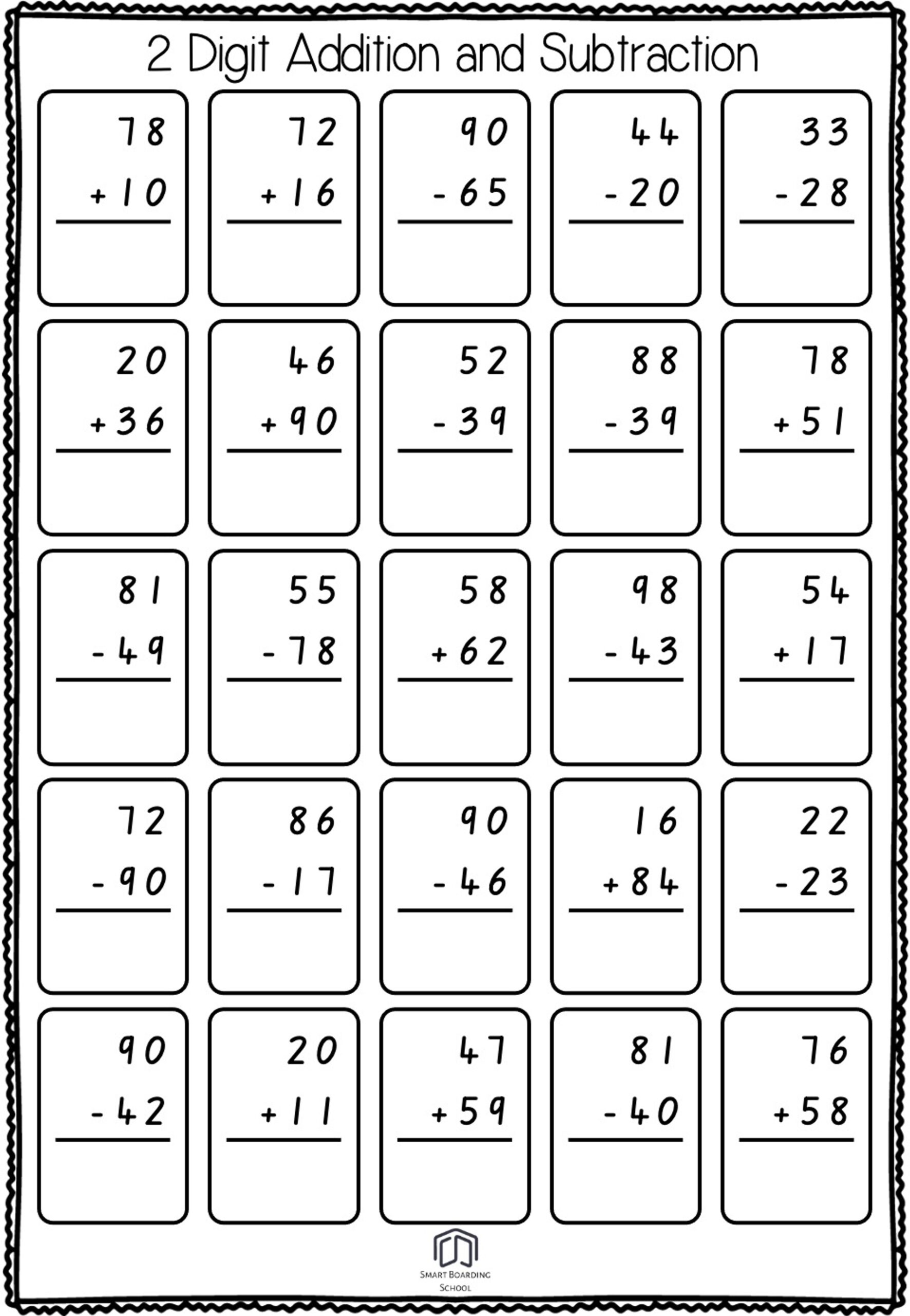 two digit addition and subtraction