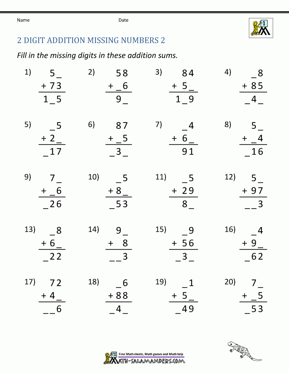 addition 2 digit regrouping