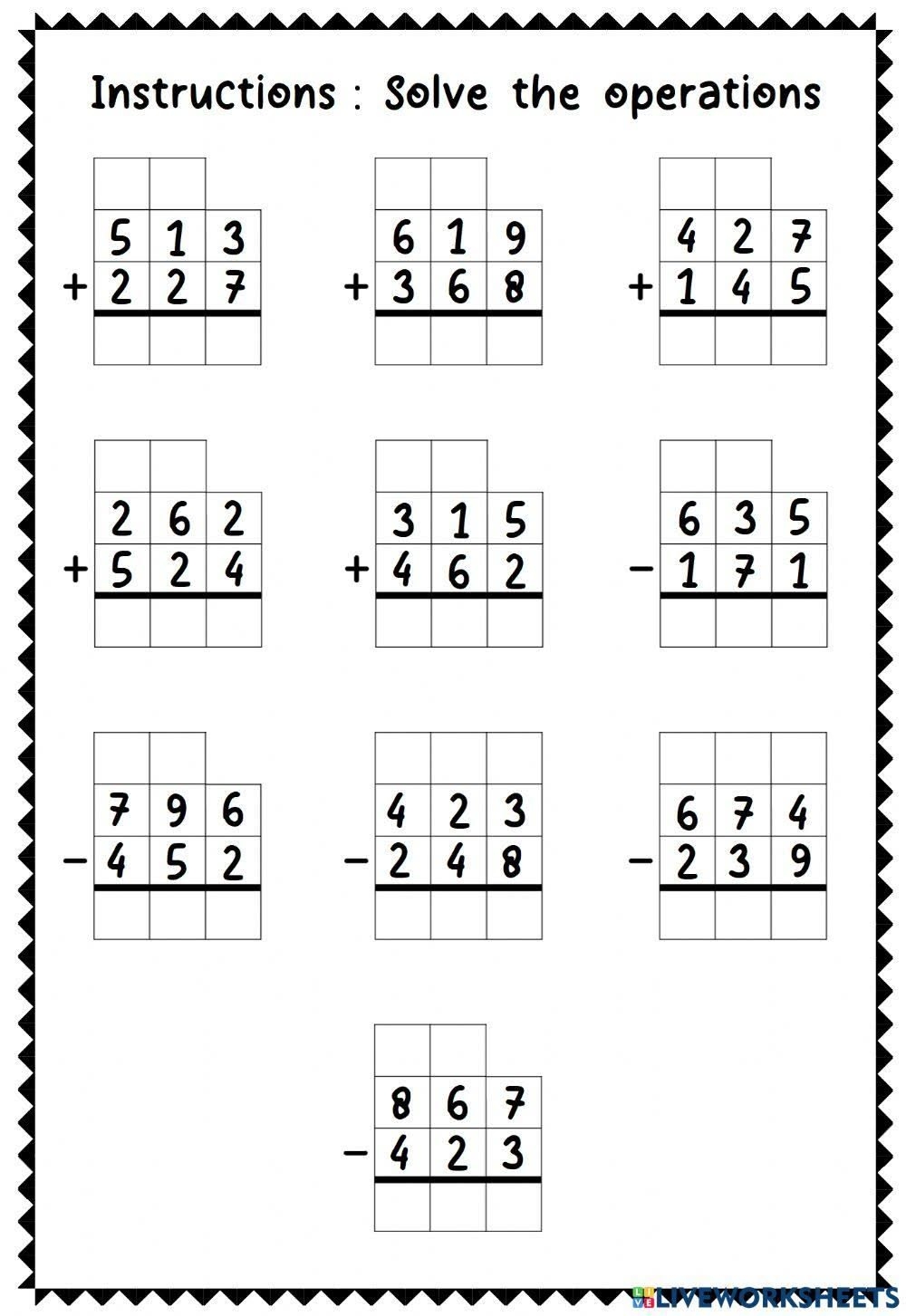 3 Digit Addition And Subtraction 3 Digit Addition And Subtraction