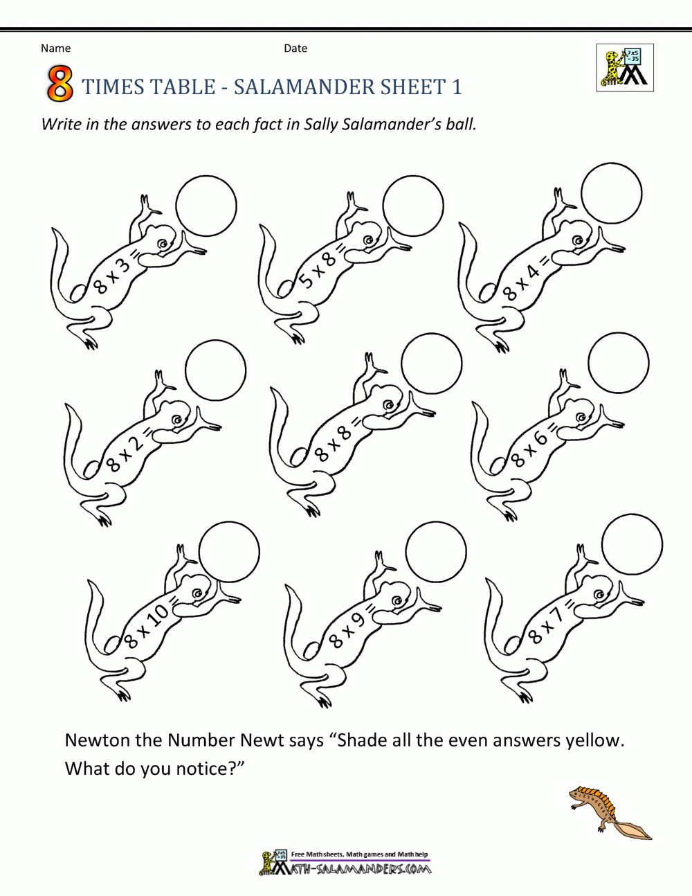 8 Times Table Worksheet Page 8 Times Table Worksheet Page