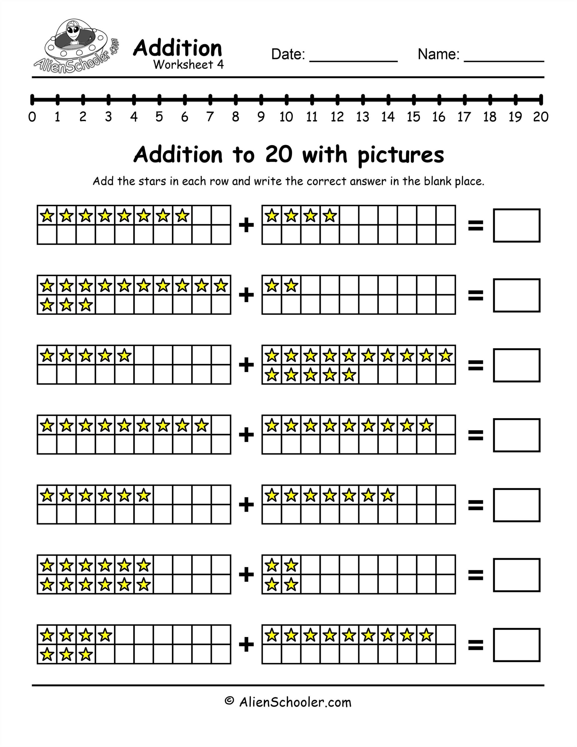 addition to 20 worksheets