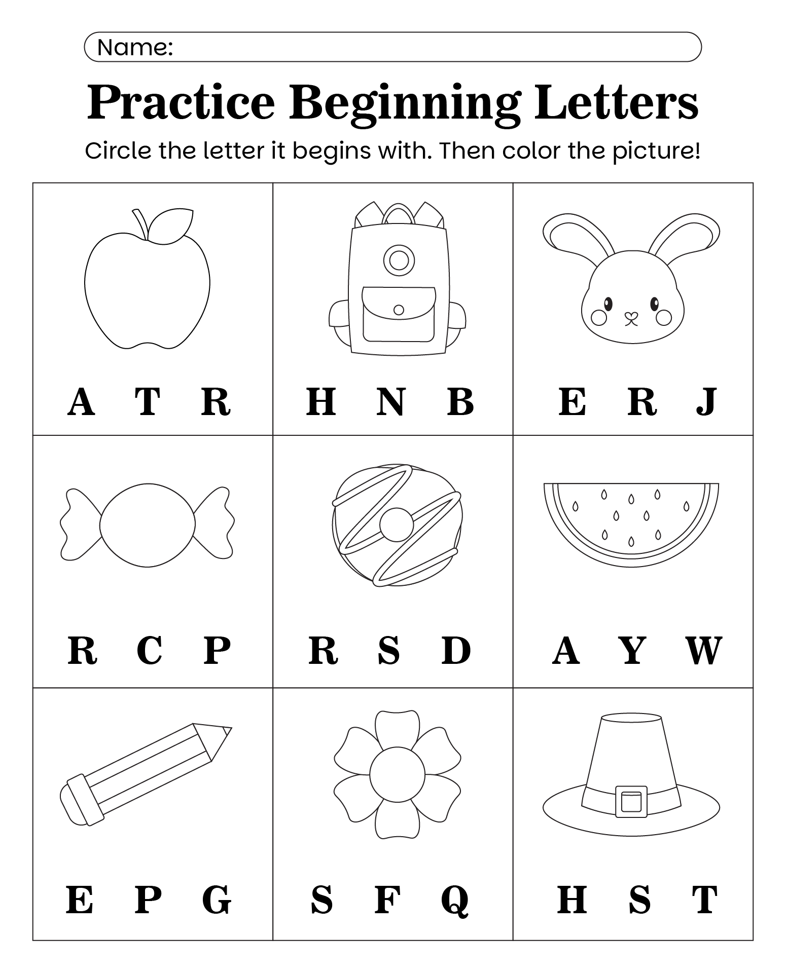 beginner kindergarten alphabet worksheets
