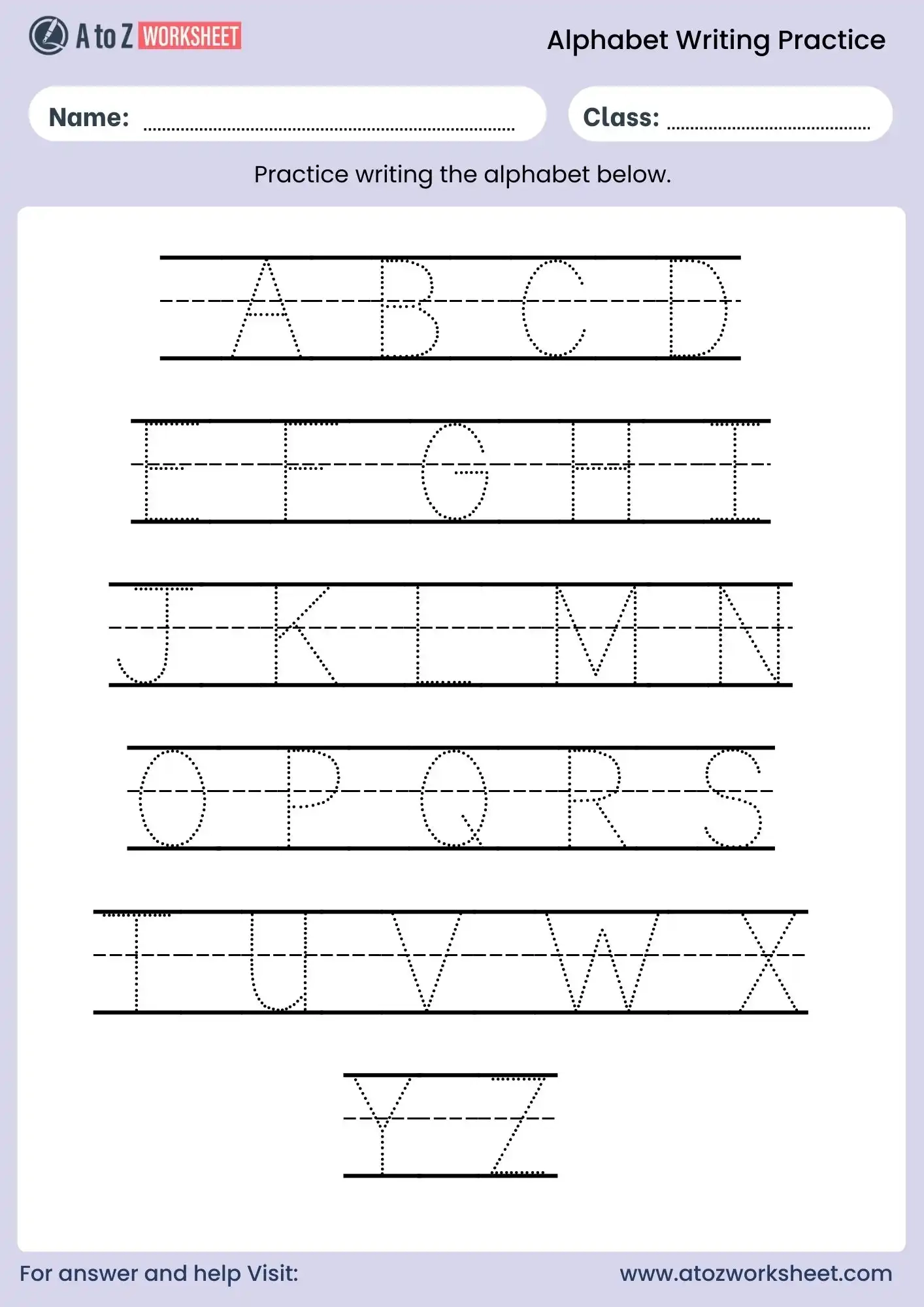 practise writing letters worksheet