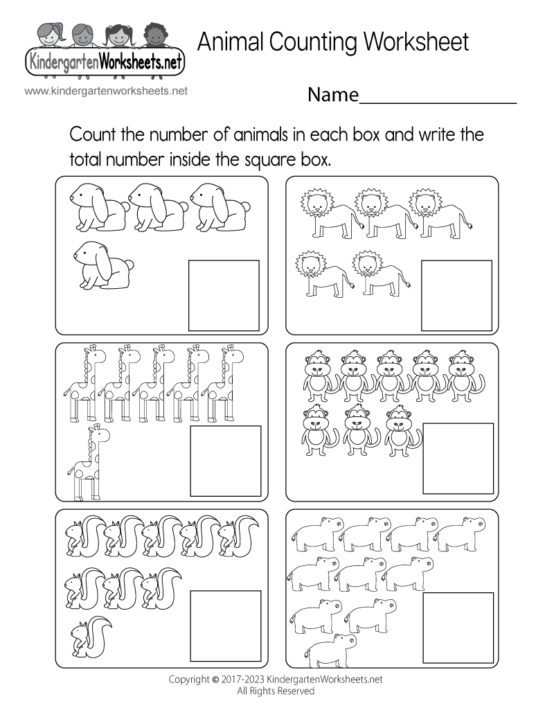 Animal Counting Worksheet Free Printable PDF