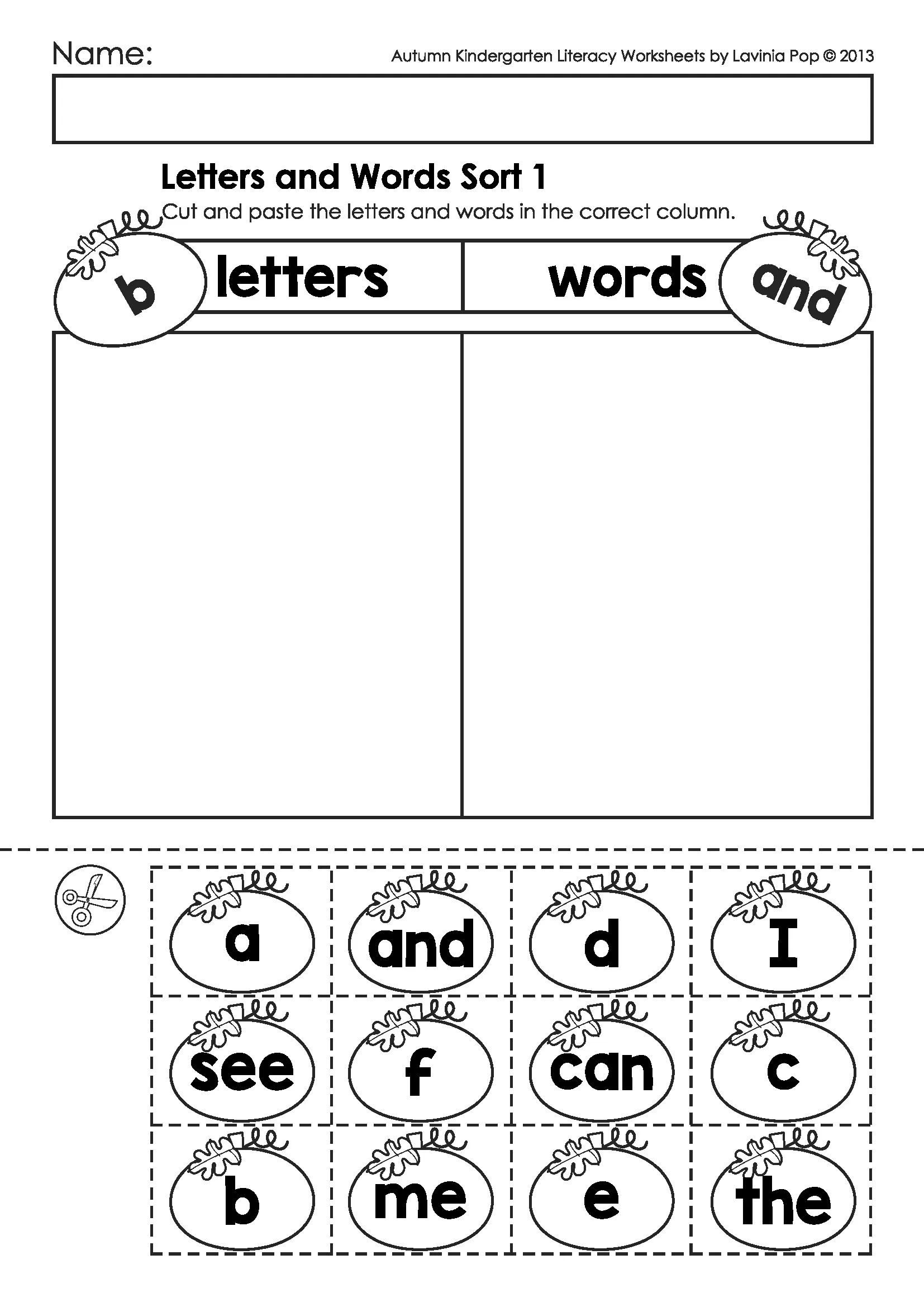 Autumn Fall Kindergarten Literacy Worksheets And Activities