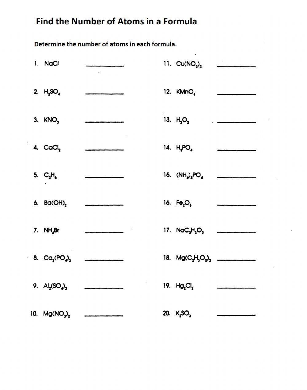 worksheet counting atoms